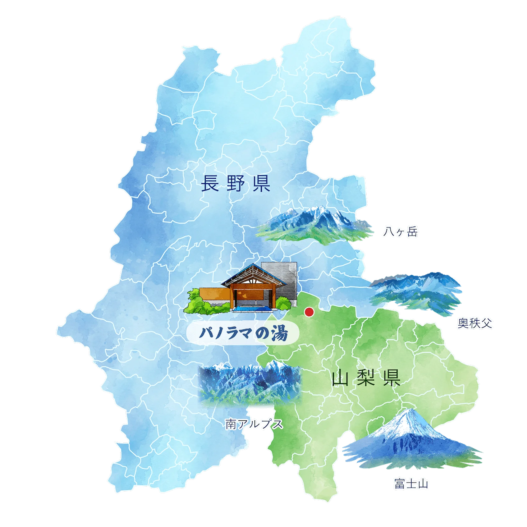 パノラマの湯の地図イラスト